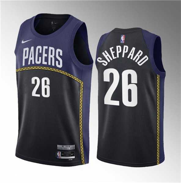 Men%27s Indiana Pacers #26 Ben Sheppard Blue 2023 Draft City Edition Stitched Basketball Jersey Dzhi